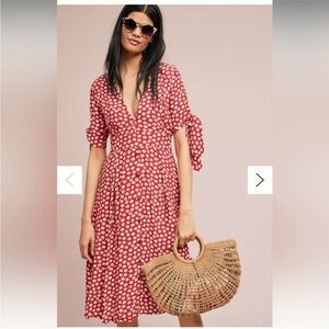 Faithfull the Brand Red Floral Midi Dress